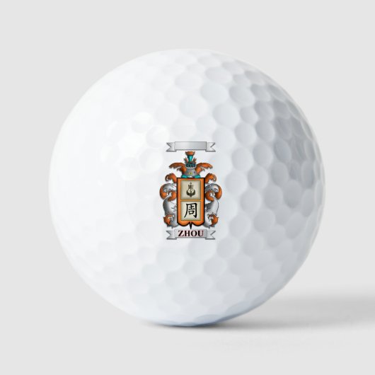 Golfball Zhou Nachname und Schild (Vorderseite)