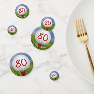 Golfball zum 80. Geburtstag auf Tee Konfetti