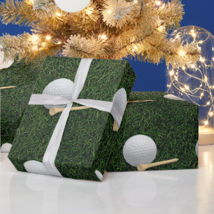 Golfbälle auf grünem Gras Hintergrund Geschenkpapier