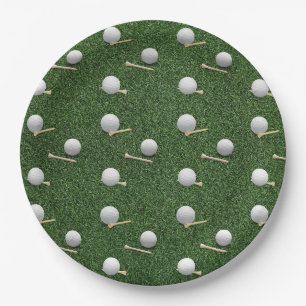 Golfbälle auf grünem Gras Pappteller