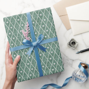 Golfbälle & Golfschläger Argyle auf Jägergrün Geschenkpapier