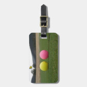 Golfbälle in Gelb und Rosa, Gepäckanhänger (Vorderseite vertikal)