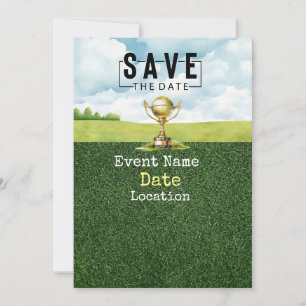 Golfbälle mit Putter Save the Date Minimal Einladung