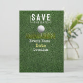 Golfbälle mit Putter Save the Date Minimal Einladung (Stehend Vorderseite)