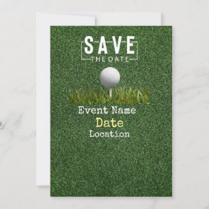 Golfbälle mit Putter Save the Date Minimal Einladung