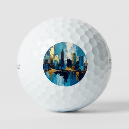 Golfbälle mit Skyline-Blick (Vorderseite)