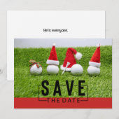 Golfbälle mit Weihnachtsmannmützen Weihnachten Einladung (Vorne/Hinten)