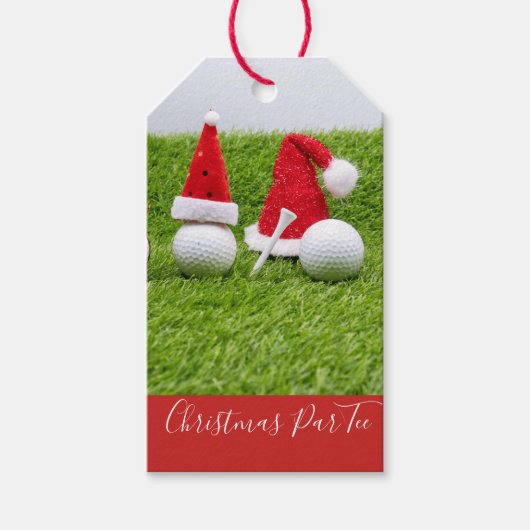 Golfbälle mit Weihnachtsmannmützen Weihnachten sin Geschenkanhänger (Vorderseite)