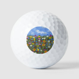 Golfbälle mit Wildblumen-Motiven