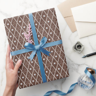 Golfbälle & Schläger Argyle auf dunkelbraun Geschenkpapier