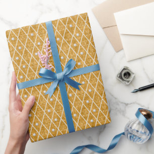 Golfbälle & Schläger Argyle auf goldenem Gelb Geschenkpapier