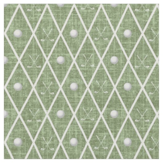 Golfbälle & Schläger Argyle auf Pickle Green Stoff (Nahaufnahme)