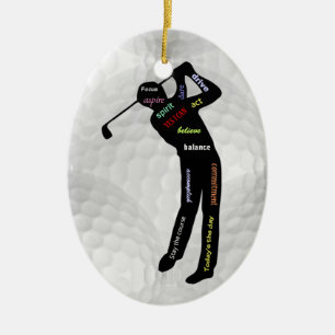 Golfbälle und Golf motivierende Worte Keramik Ornament