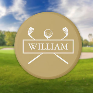 Golfbälle und Golfschläger mit goldenem und weißem Magnet