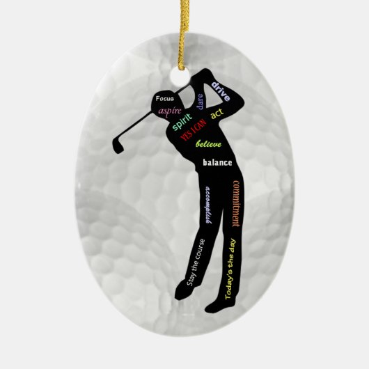 Golfbälle und Motivierend Golfworte Keramik Ornament (Vorne)