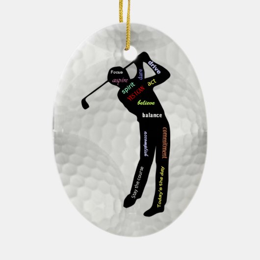 Golfbälle und Motivierend Golfworte Keramik Ornament (Hinten)