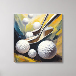Golfbälle und Putter-Malerei - Leinwand Art Printi