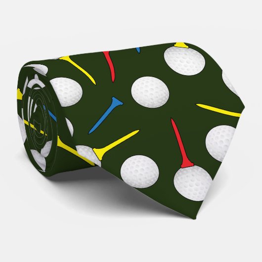 Golfbälle und Tees Muster Golfer Krawatte (Gerollt)