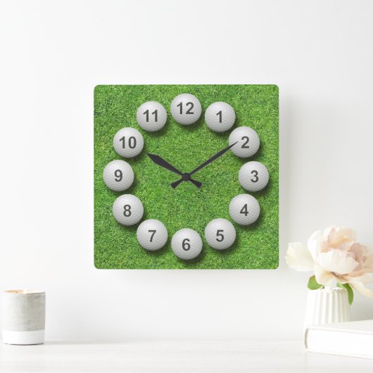GolfbälleTimepiece Quadratische Wanduhr (Zuhause)