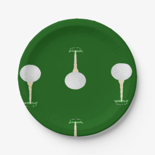 Golfballmuster auf Grün Pappteller