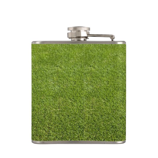 Golfballstruktur. Grünes Gras. Für Golfer. Funny Flachmann (Rückseite)