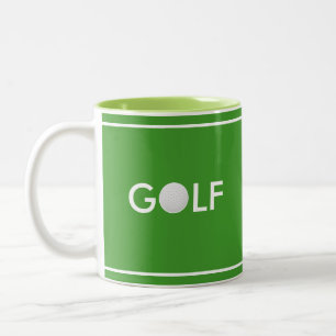 Golfballtext auf Grün Zweifarbige Tasse