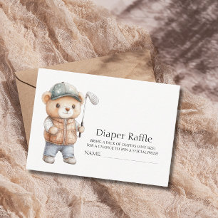 Golfbär lässt Par - Tee-Baby-Shower-Windeln-Raffle Begleitkarte