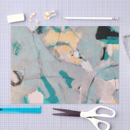 Golfbrise Abstrakt Aquamarin, Gold, Weiß Seidenpapier (Handwerk)