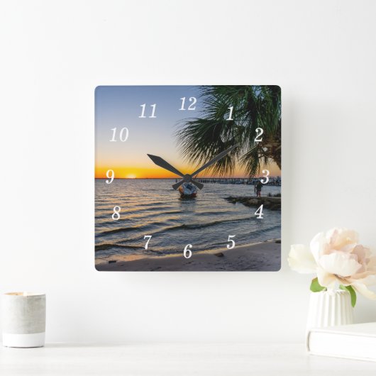 Golfbrise Florida Sunset Wall Clock Quadratische Wanduhr (Zuhause)