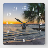 Golfbrise Florida Sunset Wall Clock Quadratische Wanduhr (Vorderseite)