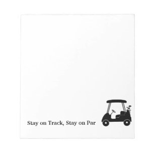 Golfcart auf Kurs bleiben, auf Par bleiben Notizblock