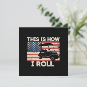 Golfcart-Fahrer So rolle ich Amerikanische Flagge  Einladung