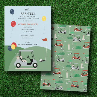 Golfcarts Moderne Golfer Golf Themenwelt Kindergeb Einladung