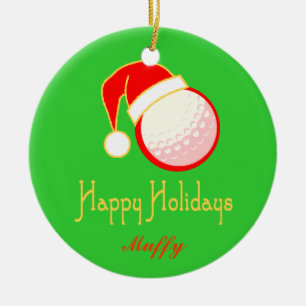 GolfChick personalisierte glückliche Keramikornament