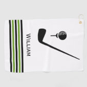 Golfclub und schwarz-grüne Bälle Golfhandtuch (Horizontal)