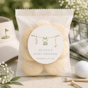 Golfclub-Wäscheleine-Baby-Shower-Mitgebringgeschen Runder Aufkleber