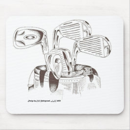 Golfclubs in Schwarzem u. im Weiß - Mausunterlage Mousepad