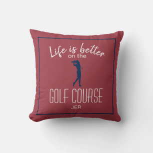 Golfdame Golfplatz Zitat Monogrammiert Rot Blau Kissen