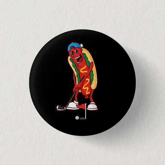 Golfen Hot Dog Golf Niedlich Golfer Meme Sport Button (Vorderseite)