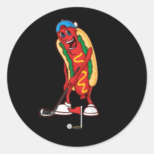 Golfen Hot Dog Golf Niedlich Golfer Meme Sport Runder Aufkleber
