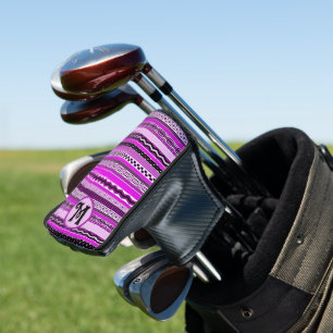 Golfen Lila Streifen Personalisiert Mit Monogramm Golf Headcover