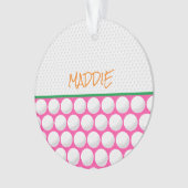 Golfen NAME Moderner Rosa Green Orange Golf Fun Ornament (Vorderseite)