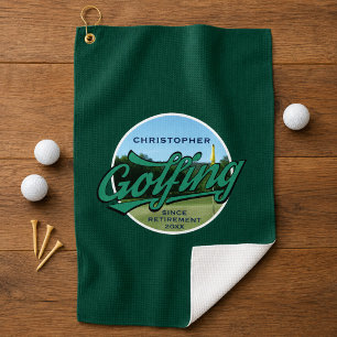 Golfen seit der Rente Golfer Name und Jahr Golfhandtuch