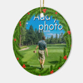 Golfen Weihnachtskranz hinzufügen Ihr Foto rot Keramik Ornament (Links)
