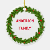 Golfen Weihnachtskranz hinzufügen Ihr Foto rot Keramik Ornament (Hinten)