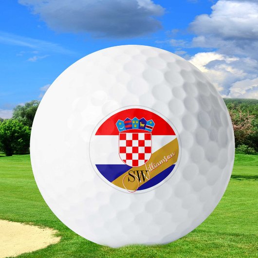 Golfend Croatia & Monogram, kroatische Flagge /gol Golfball