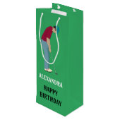 Golfend Themengrün Geschenktüte Für Weinflaschen (Rückseite Schrägansicht)