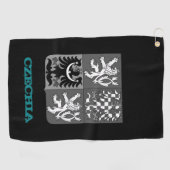 Golfend Tschechische Republik & Tschechisches Wapp Golfhandtuch (Horizontal)