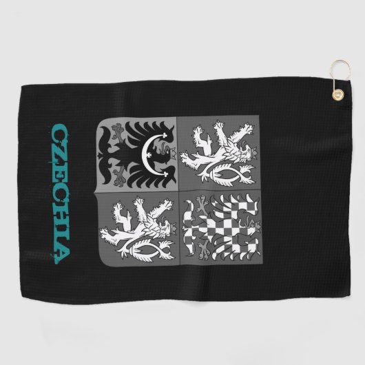 Golfend Tschechische Republik & Tschechisches Wapp Golfhandtuch (Horizontal)