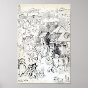 Golfende Katzen, Louis Wain Poster